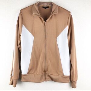 Women’s Topshop zip up tan sweater size 2 US!